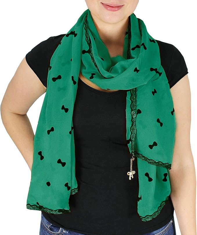 Wholesale Bulk Lot Teal Sheer Lace Border Wrap Scarf Stole with Gold Jewelry Charm Reseller Pack