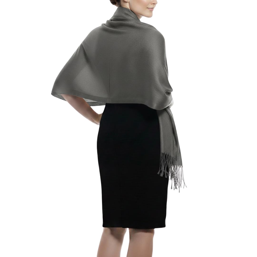 Wholesale Lot Silky Rayon Pashmina Scarf Wrap Solid Charcoal Grey for Resellers