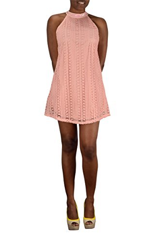 Wholesale Bulk Lot: Halter Crochet Lace Cocktail Summer Mini Dress, Large, Peach
