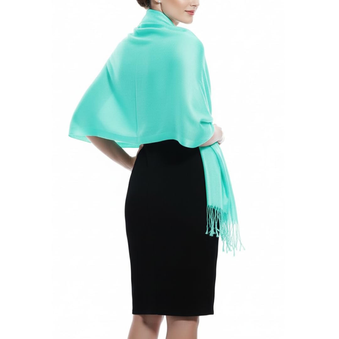 Bulk Lot Soft Silky Bamboo Rayon Pashmina Scarf Wrap Robin's Egg Blue for Resellers