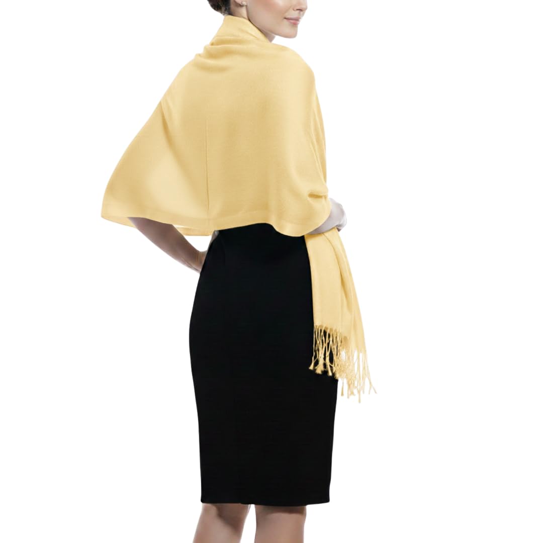Bulk Lot Soft Silky Light Yellow Rayon Pashmina Shawl Scarf Wrap for Resellers