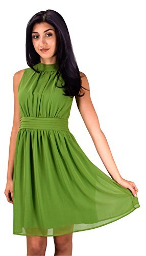 Wholesale Bulk Lot: Womens Chiffon Sleeveless Vintage Cocktail Flare Dress Green M