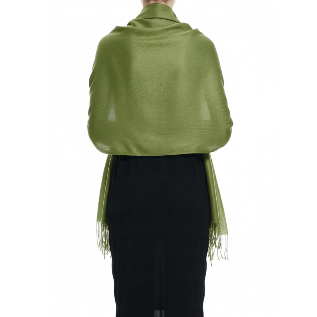 Wholesale Lot Soft Bamboo Rayon Pashmina Scarf Silk Feel Sage Green Shawl Wrap for Resellers