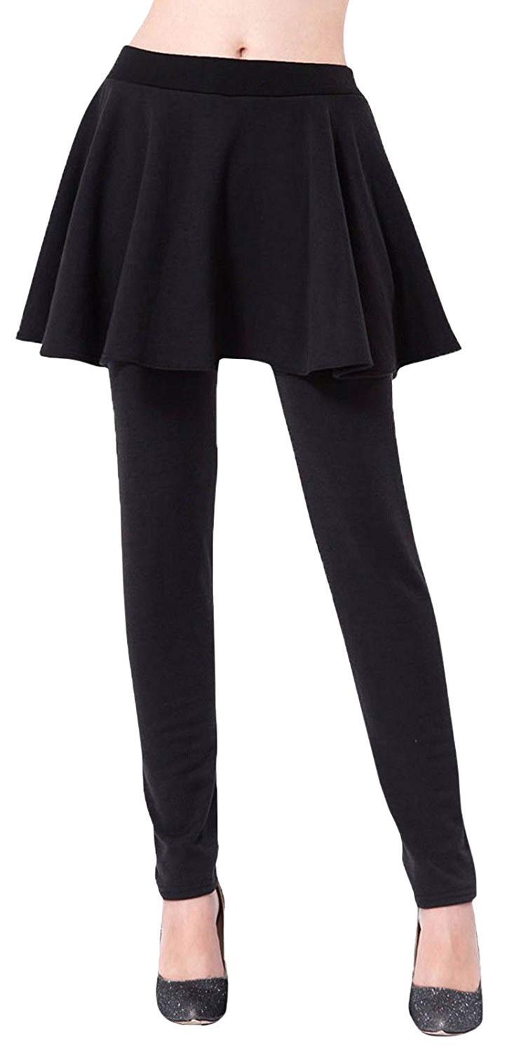 Wholesale Bulk Lot: Fur Lined Legging Skirt Yoga Pants, Black, L/XL