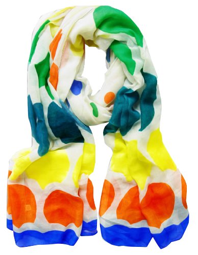 Wholesale Bulk Lot: Modern Polka Dot Scarf Wrap Shawl Ivory Royal Blue Reseller Pack