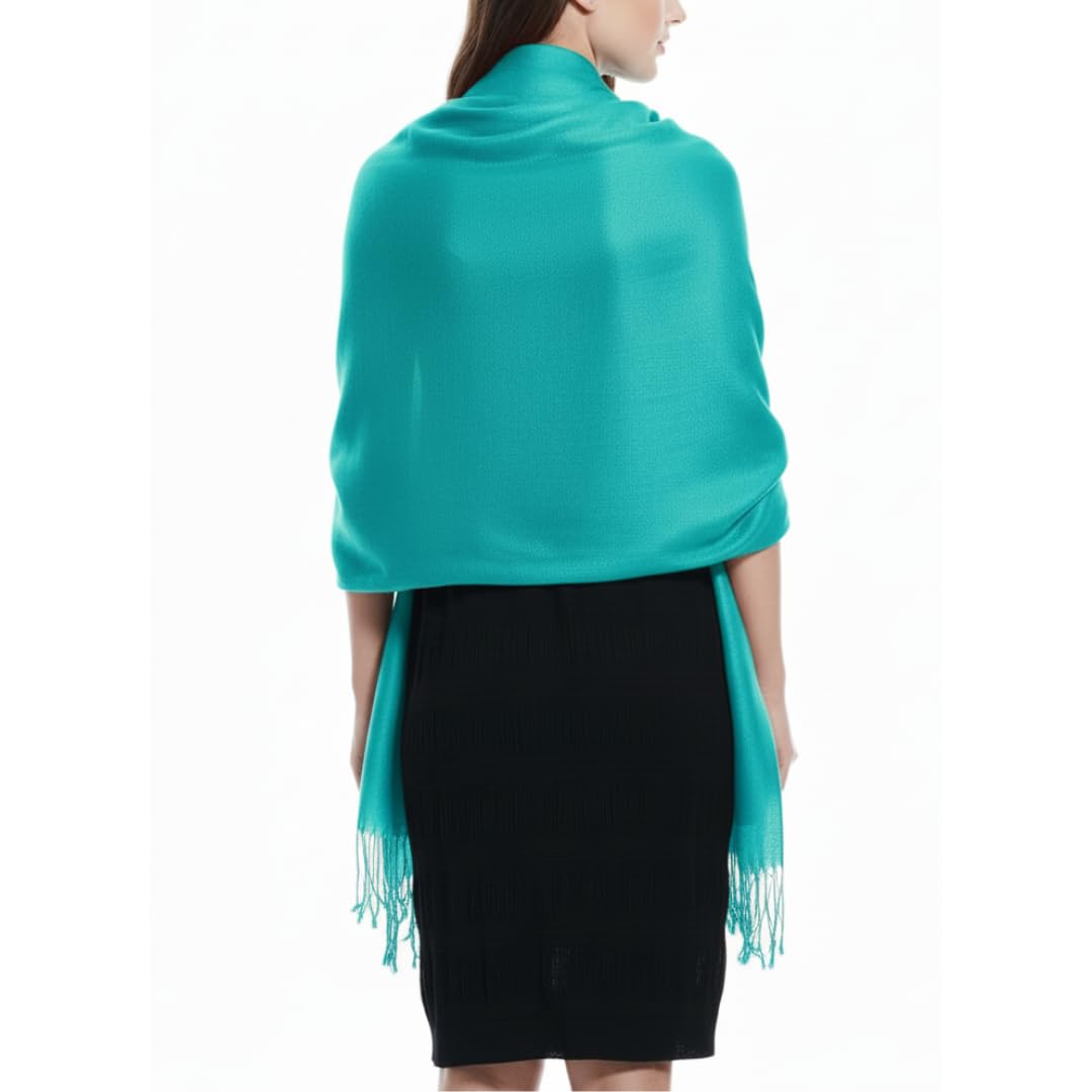 Bulk Lot Soft Silky Rayon Pashmina Shawl Wrap Scarf Solid Surf Blue for Resellers