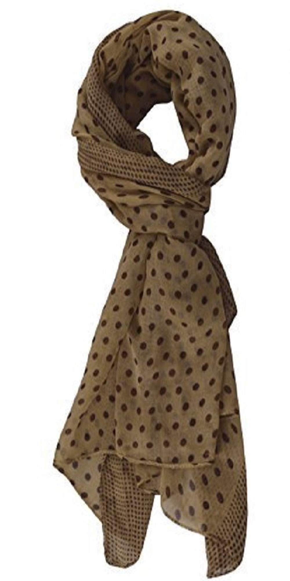 Wholesale Bulk Lot: Tan Brown Polka Dot Border Pashmina Scarf Wrap for Resellers