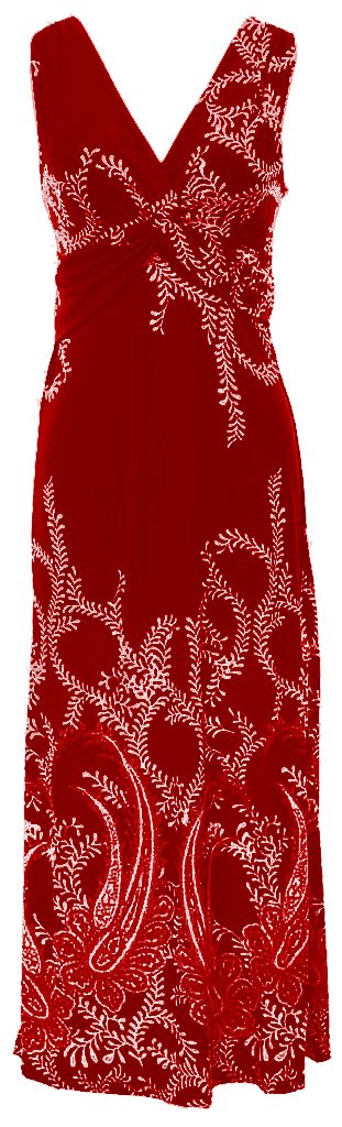 Wholesale Bulk Lot: Paisley Knotted Sleeveless Maxi Beach Evening Dress Red Small