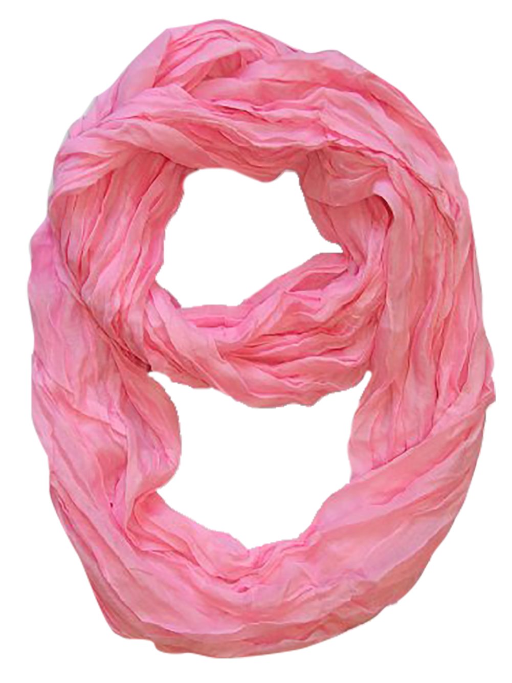 Wholesale Bulk Lot: Baby Pink Neon Light Crinkled Infinity Loop Scarf for Resellers