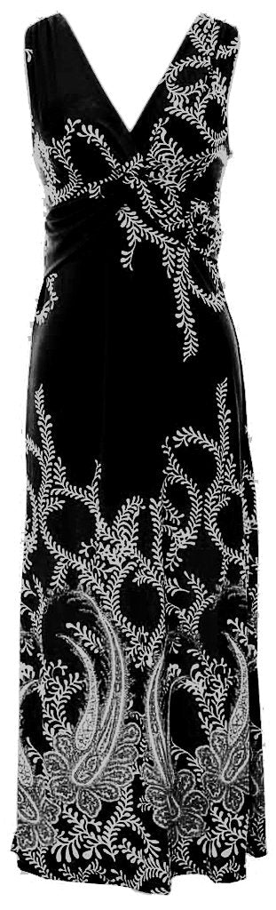 Wholesale Bulk Lot: Paisley Knotted Sleeveless Maxi Beach Dress, Small, Black