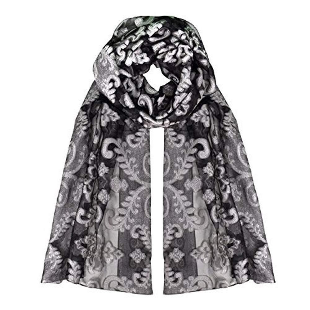 Wholesale Bulk Lot Floral Embroidered Burnout Lightweight Summer Scarf Black White for Resellers