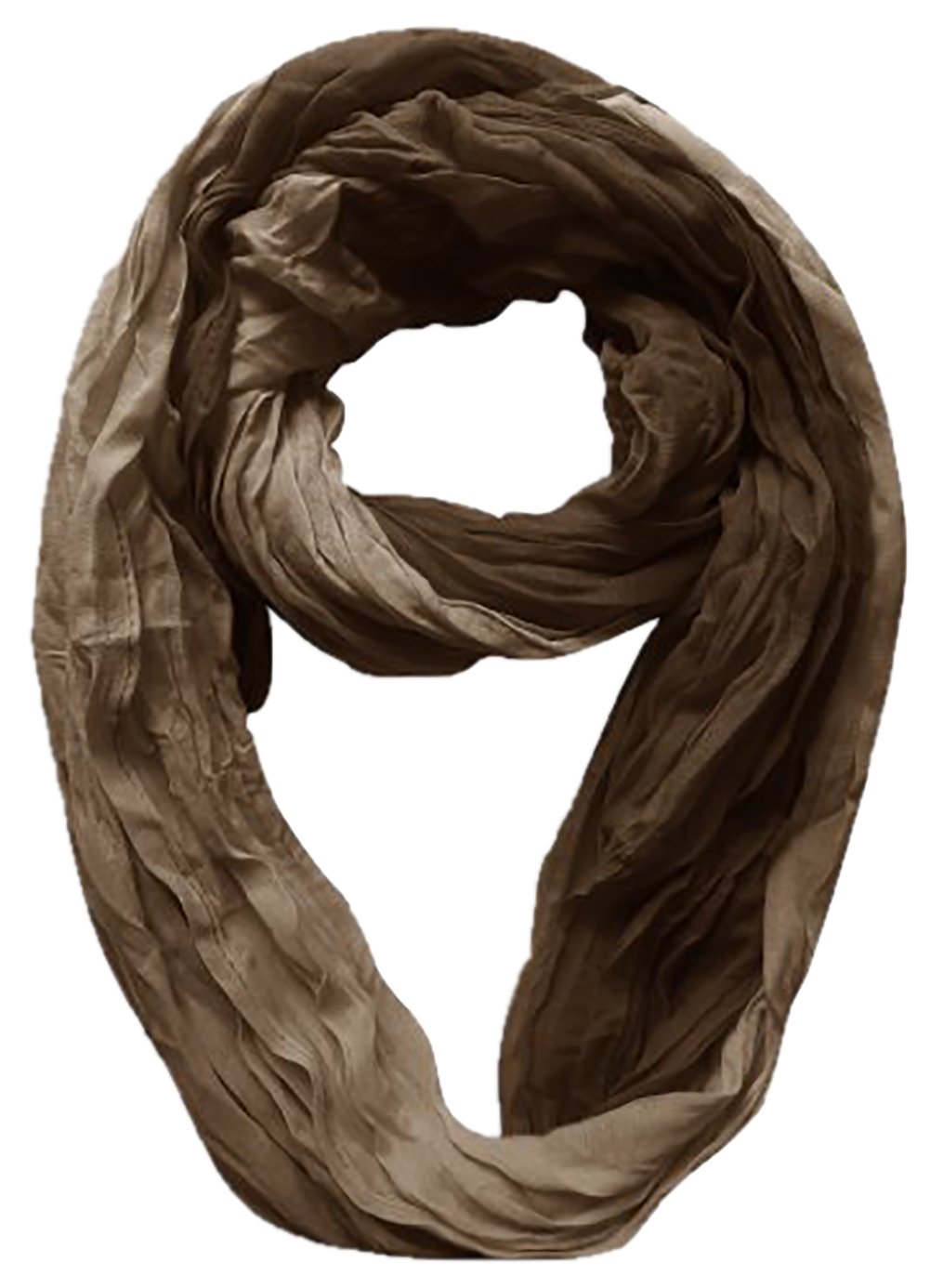 Wholesale Bulk Lot: Lightweight Crinkled Infinity Loop Scarf Ombre Chocolate Brown Reseller Pack