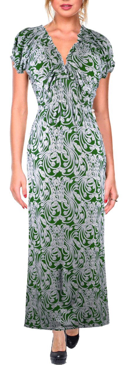 Wholesale Bulk Lot: Women's Smocked Damask Summer Maxi Dress Light Green XL