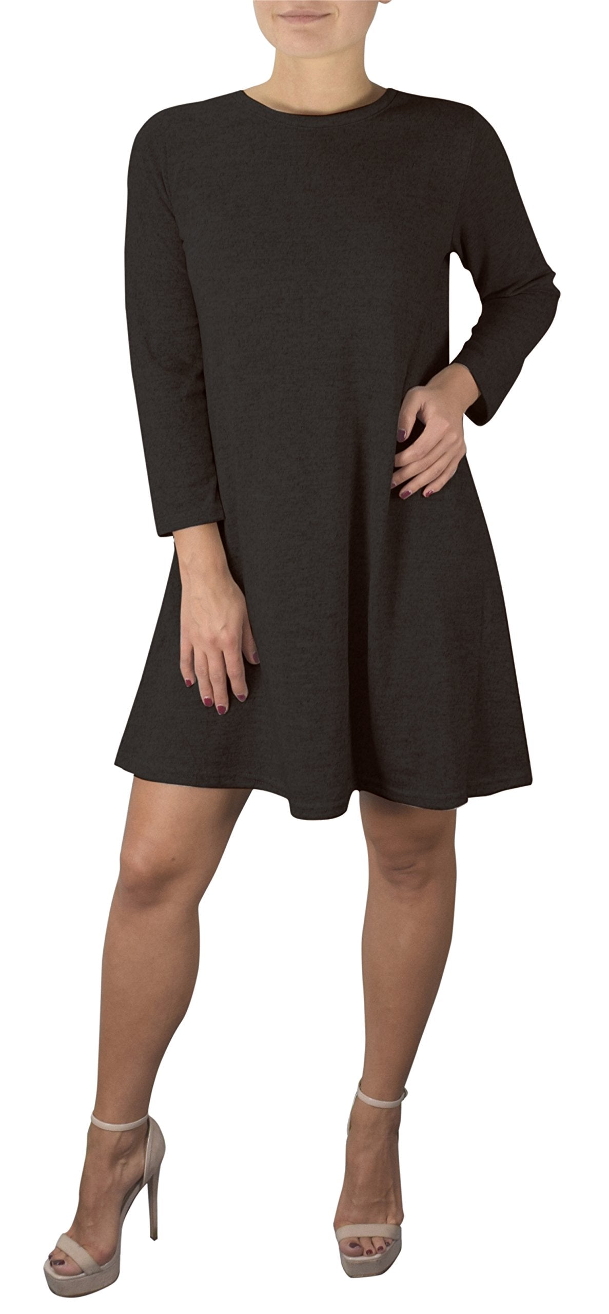 Wholesale Bulk Lot: 3/4 Sleeve Scoop Neck T-Shirt Dress Black XL