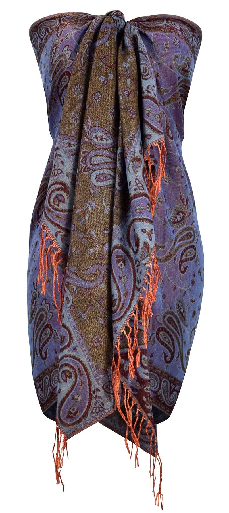 Wholesale Bulk Lot Reversible Paisley Pashmina Shawl Double Layer Rainbow Scarf for Resellers