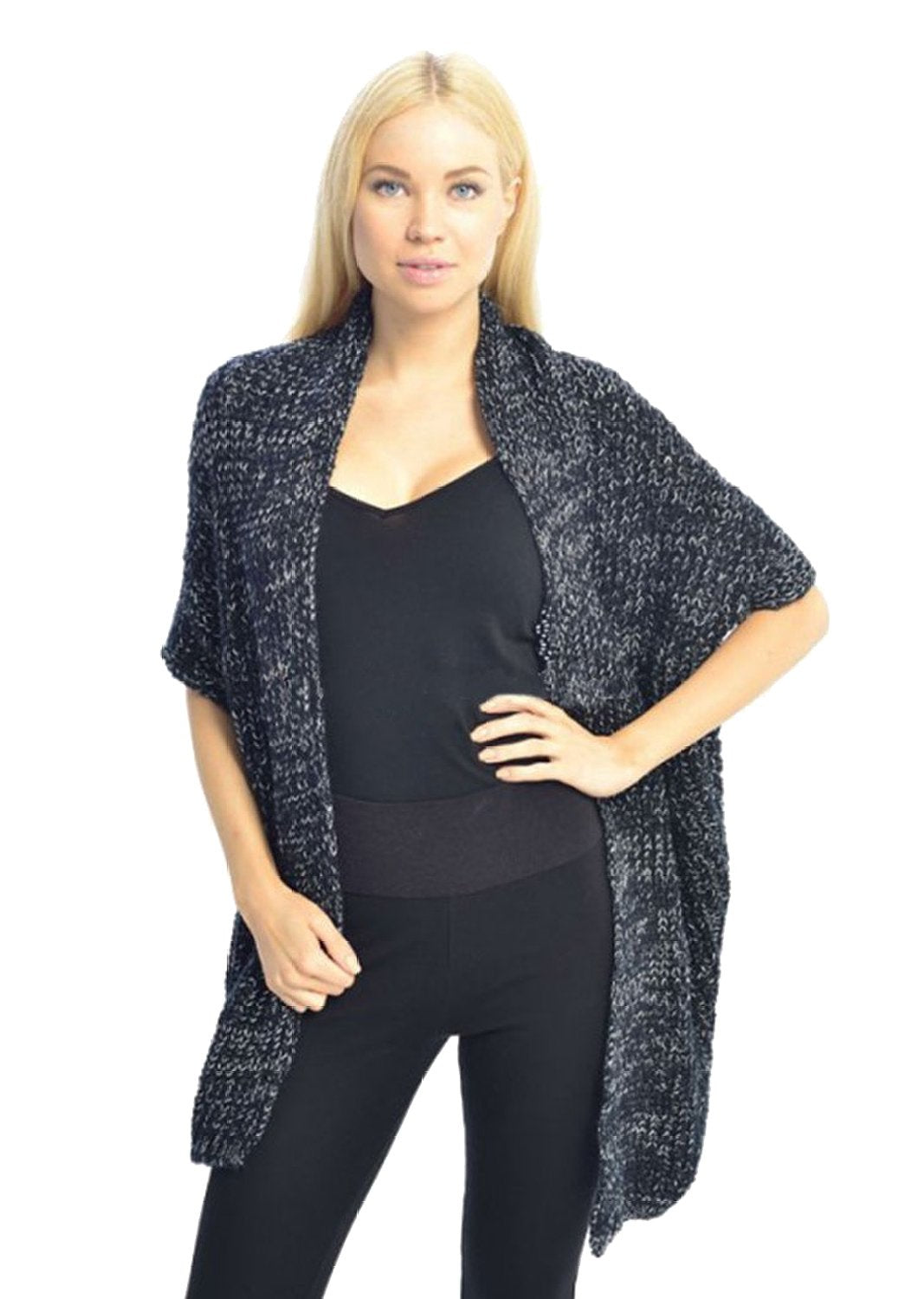 Wholesale Bulk Lot: Women’s Oversized Black Crochet Knit Sweater Shawl Wrap