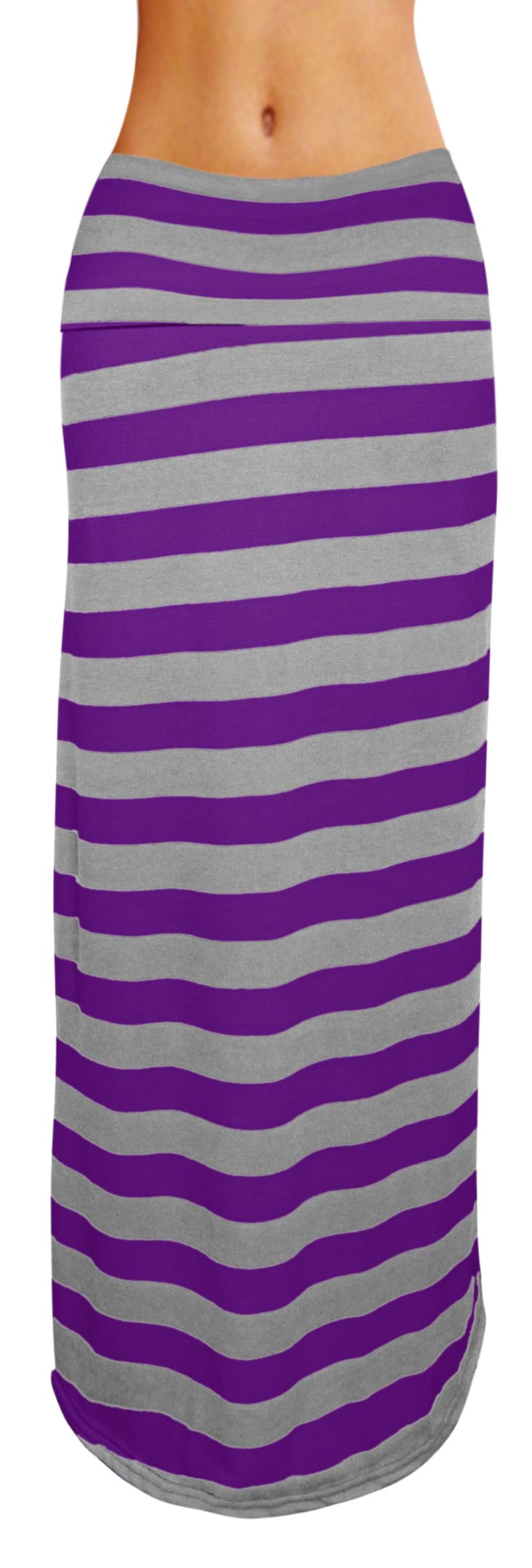 Wholesale Bulk Lot: Striped Purple and Grey Fold Over Maxi Skirt, Medium