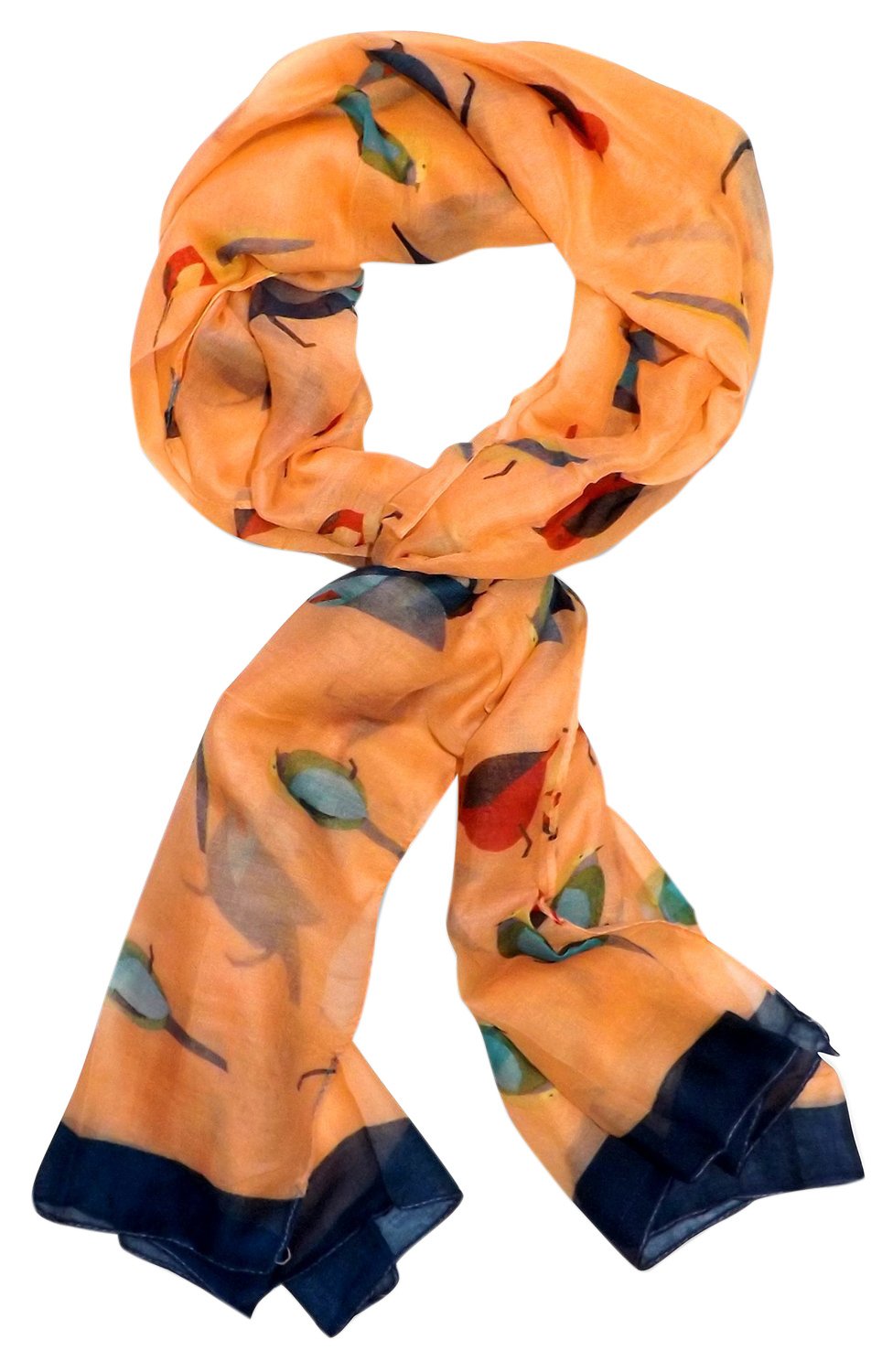 Wholesale Bulk Lot: Multicolor Graphic Bird Print Lightweight Summer Scarf (Cantaloupe) Reseller Pack