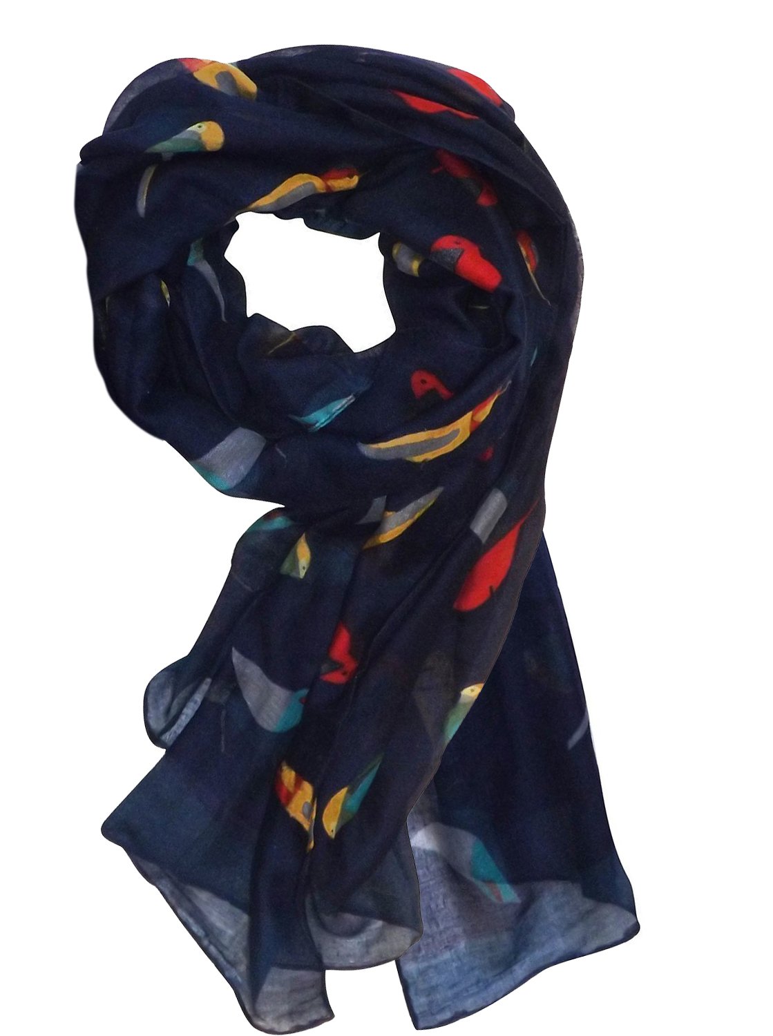Wholesale Bulk Lot: Navy Blue Graphic Bird Print Lightweight Summer Fall Scarf Reseller Pack