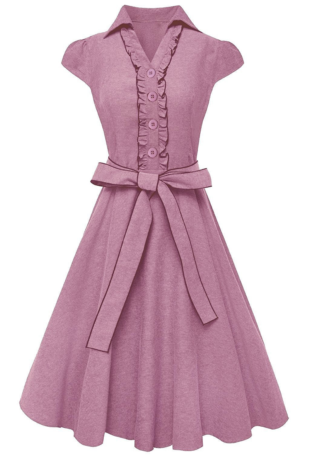 Wholesale Bulk Lot: Pink Cotton Ruffle Neck Cap Sleeve Knee Sundress Size Medium