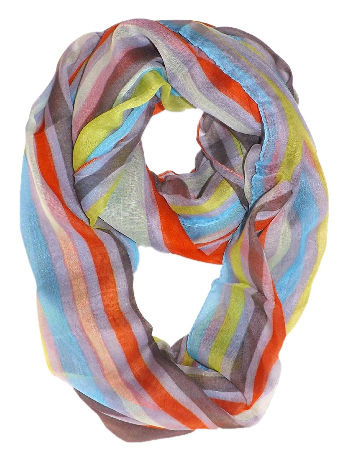 Wholesale Bulk Lot: Trendy Striped Print Light Soft Infinity Loop Scarf Mint Reseller Pack
