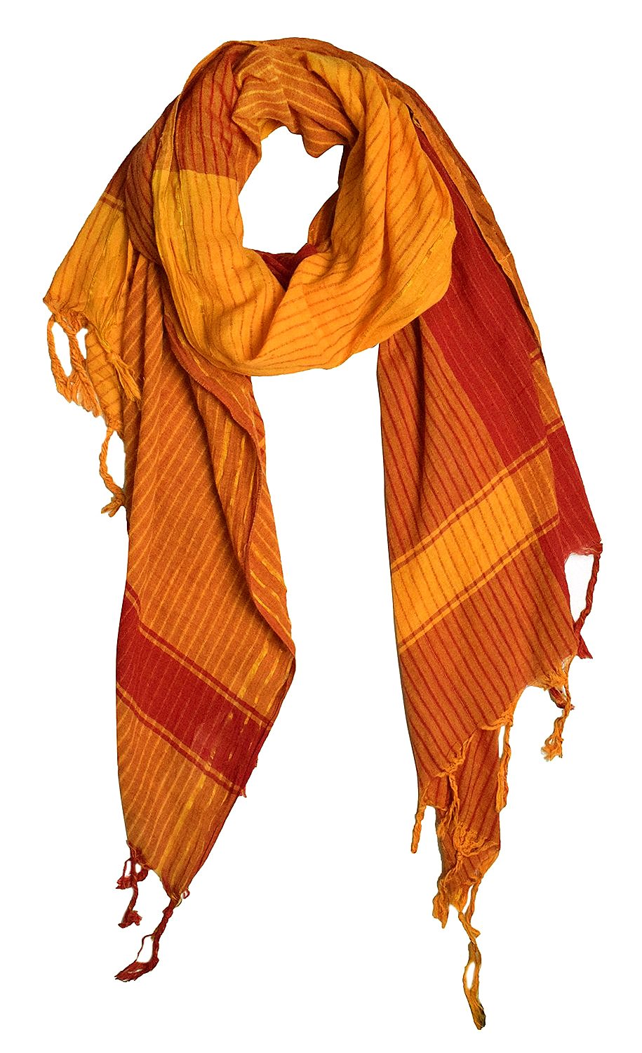 Wholesale Bulk Lot: 100% Cotton Chic Striped Shimmer Pashmina Shawl Scarf (Maroon/Orange) Reseller Pack