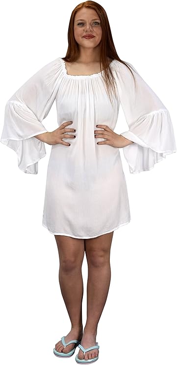 Wholesale Bulk Lot: White Shoulder Flutter Sleeve Beach Cover Up Dress