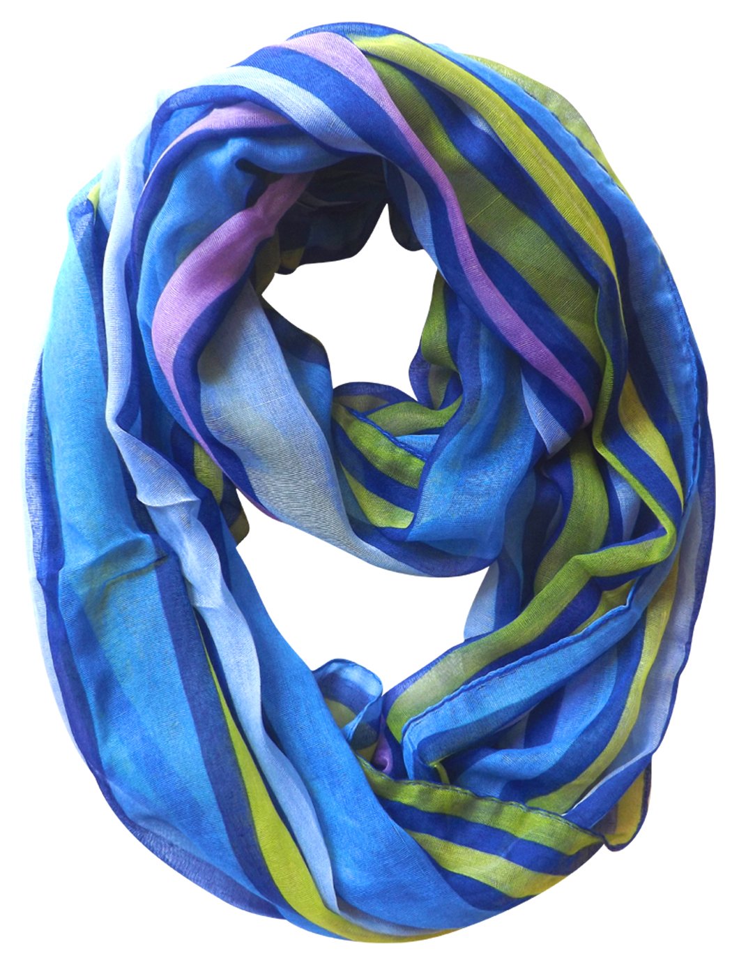 Wholesale Bulk Lot: Dark Blue Striped Infinity Loop Scarf Light Soft Fashion Wrap for Resellers