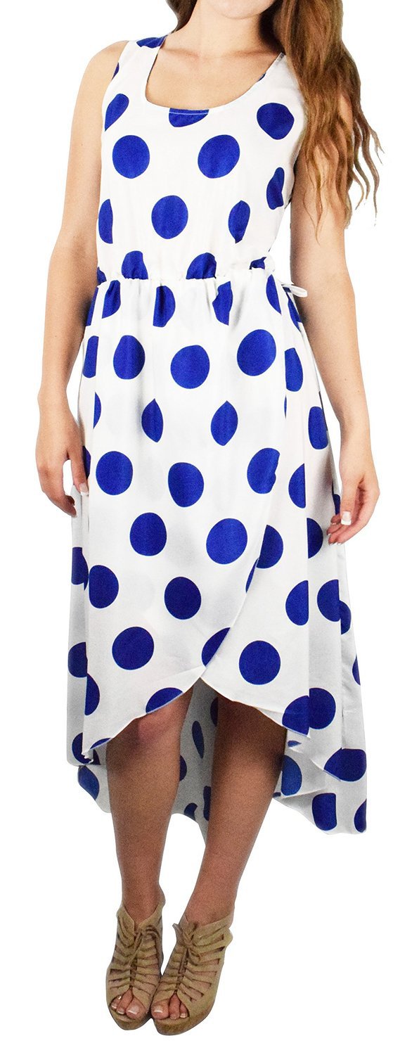 Wholesale Bulk Lot: Vintage Polka Dot Tulip Hem Sleeveless Blue Dress Medium