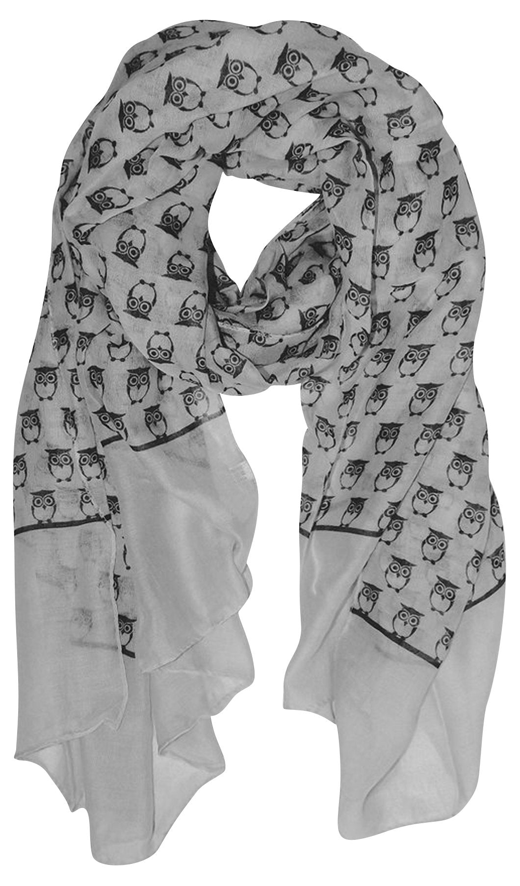 Wholesale Bulk Lot: Lightweight Soft Grey Animal Owl Print Scarf Shawl for Resellers