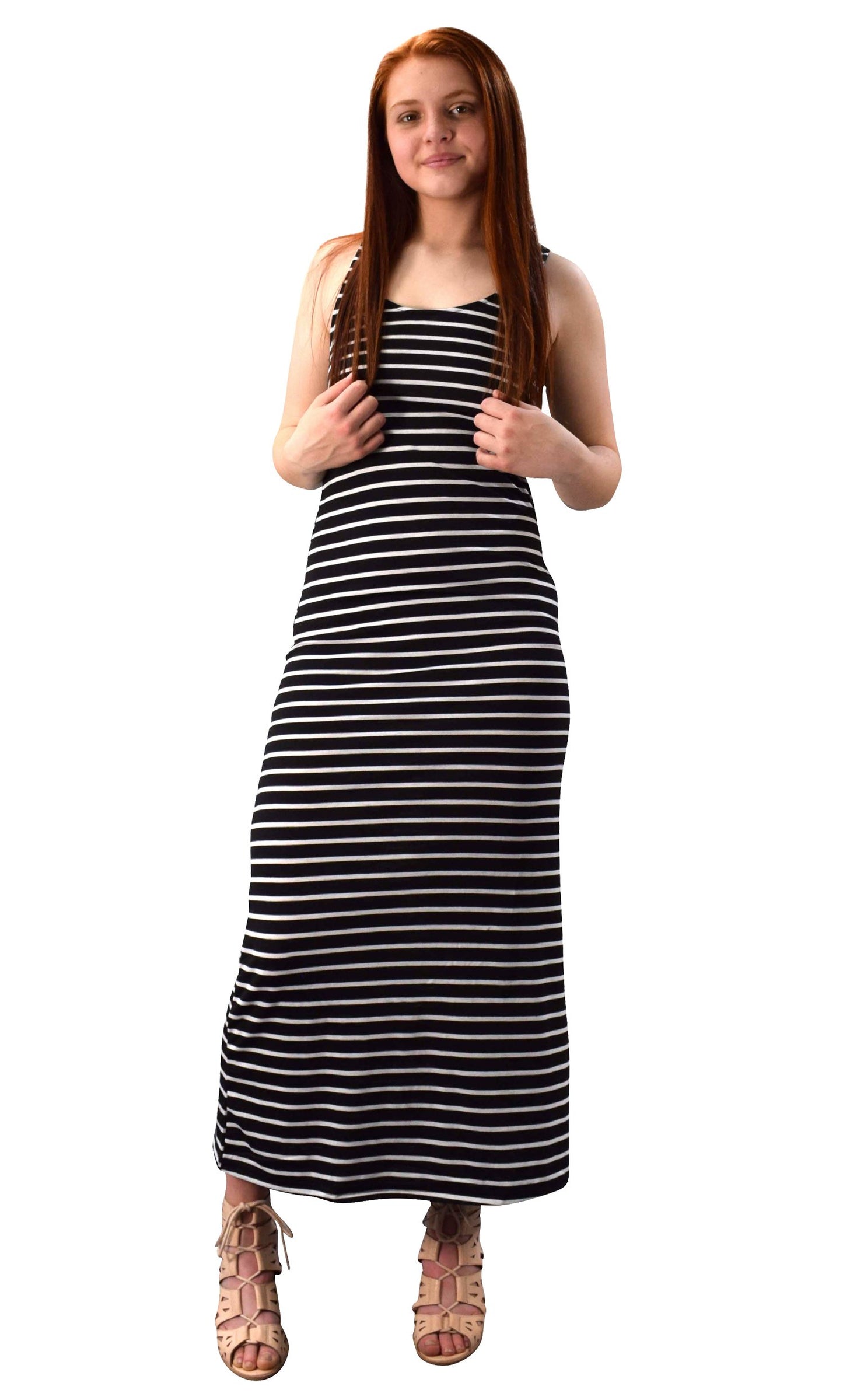 Wholesale Bulk Lot: Striped Black Racerback Summer Maxi Dress Size Large
