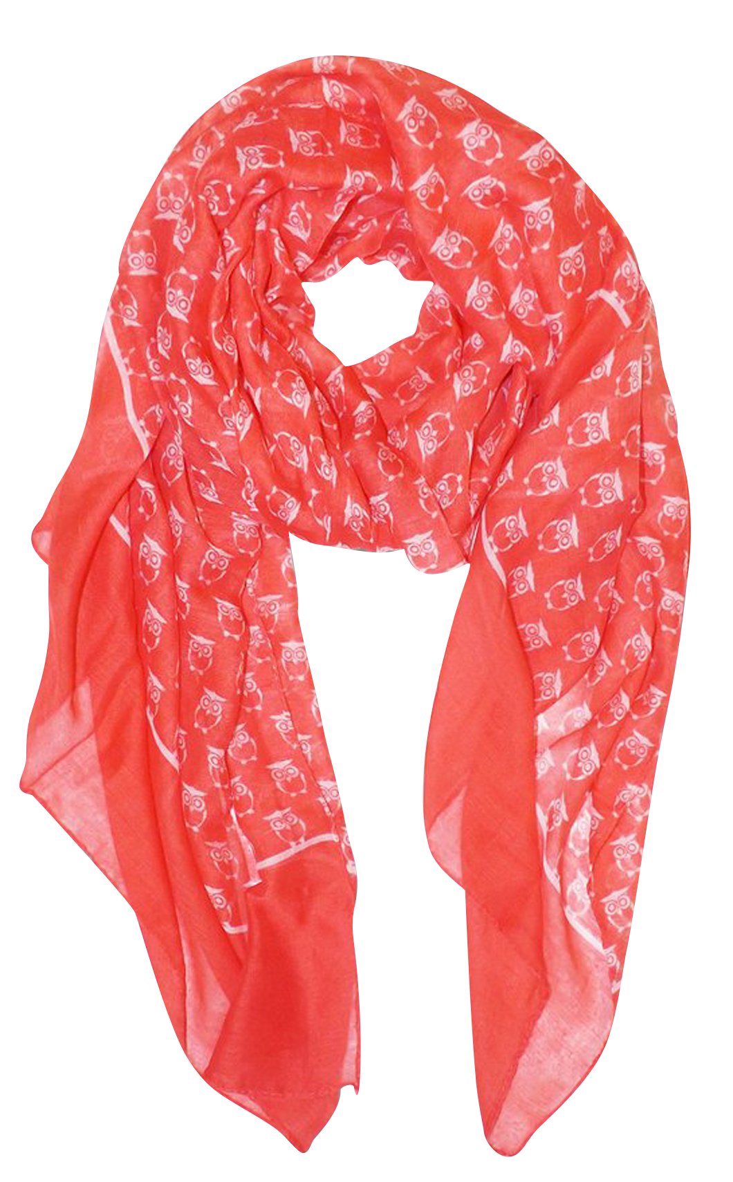 Wholesale Bulk Lot: Lightweight Soft Coral Owl Print Animal Scarf Shawl Reseller Pack