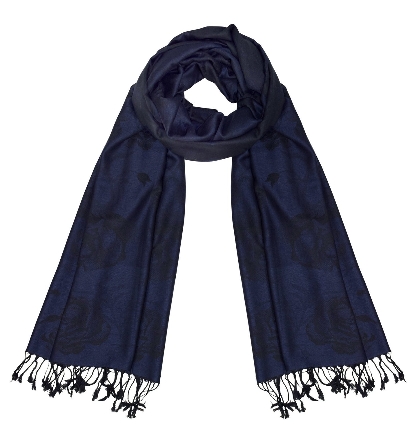 Wholesale Bulk Lot Floral Pattern Pashmina Wrap Shawl Scarf Rose Navy Black Reseller Pack