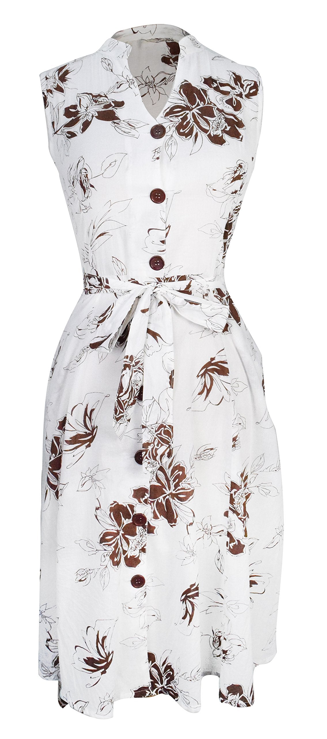 Wholesale Bulk Lot: Women's Vintage Cotton Floral Button Up Shift Dress Brown/White