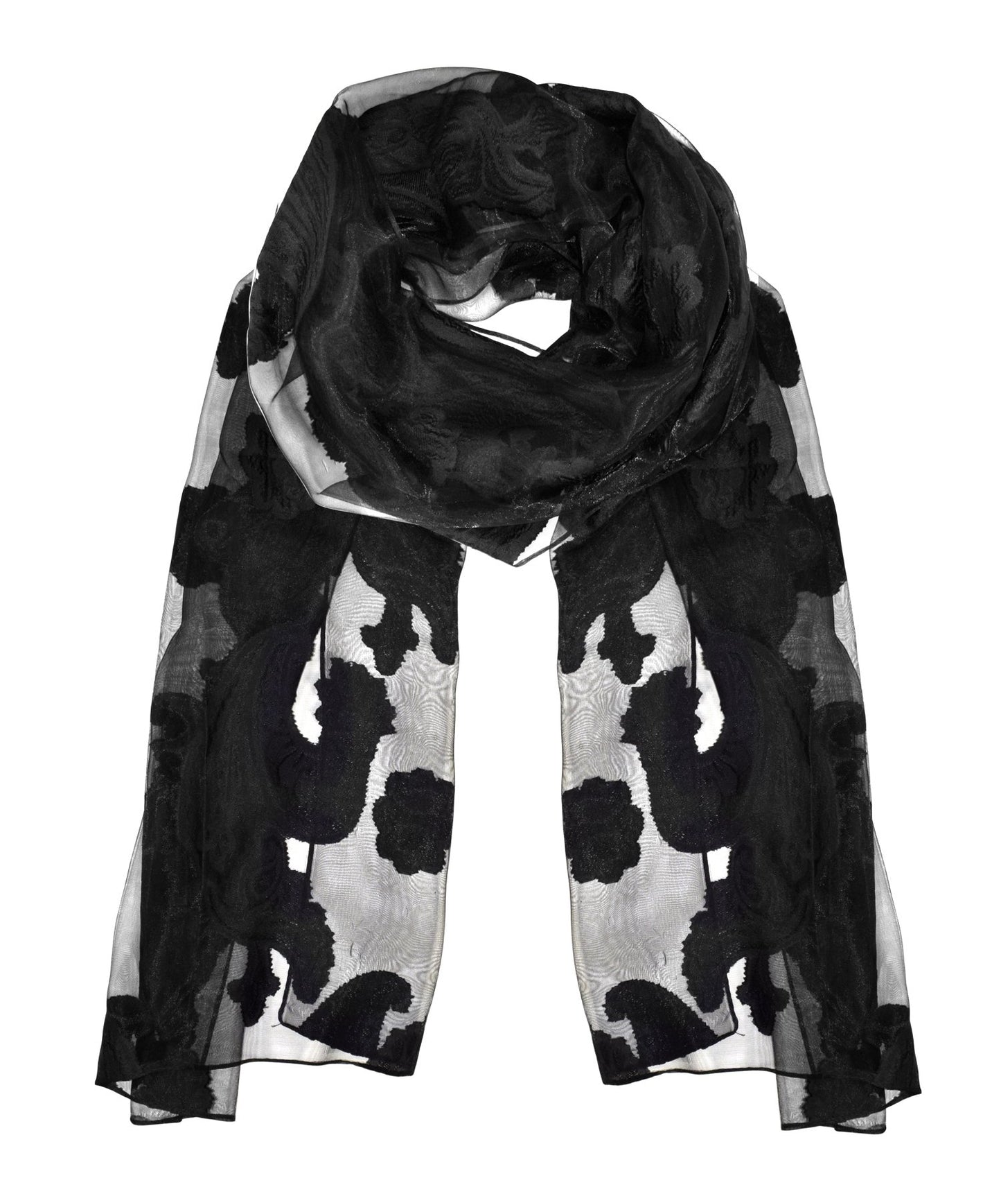 Wholesale Bulk Lot: Sheer Embroidered Paisley Burnout Summer Scarf Black Reseller Pack