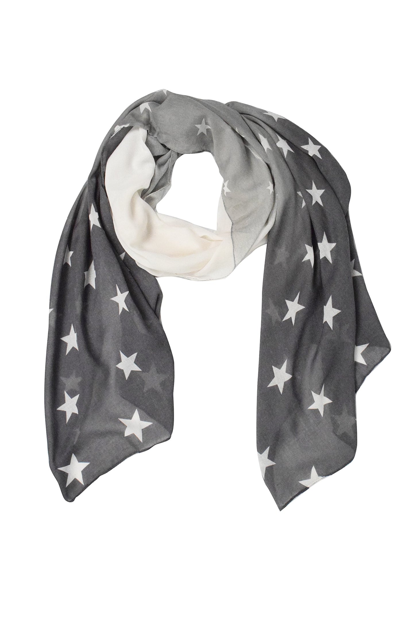Wholesale Bulk Lot: Vibrant Grey Fading Star Print Lightweight Women's Scarf for Resellers