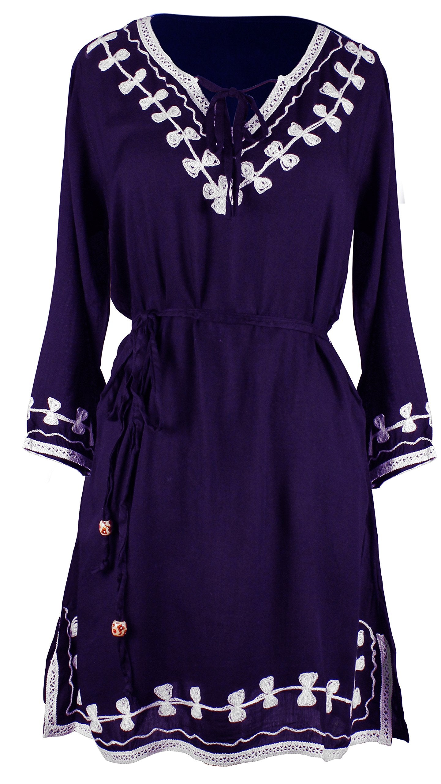 Wholesale Bulk Lot: Women's Totem Embroidered Purple V Neck Tunic Dress Medium