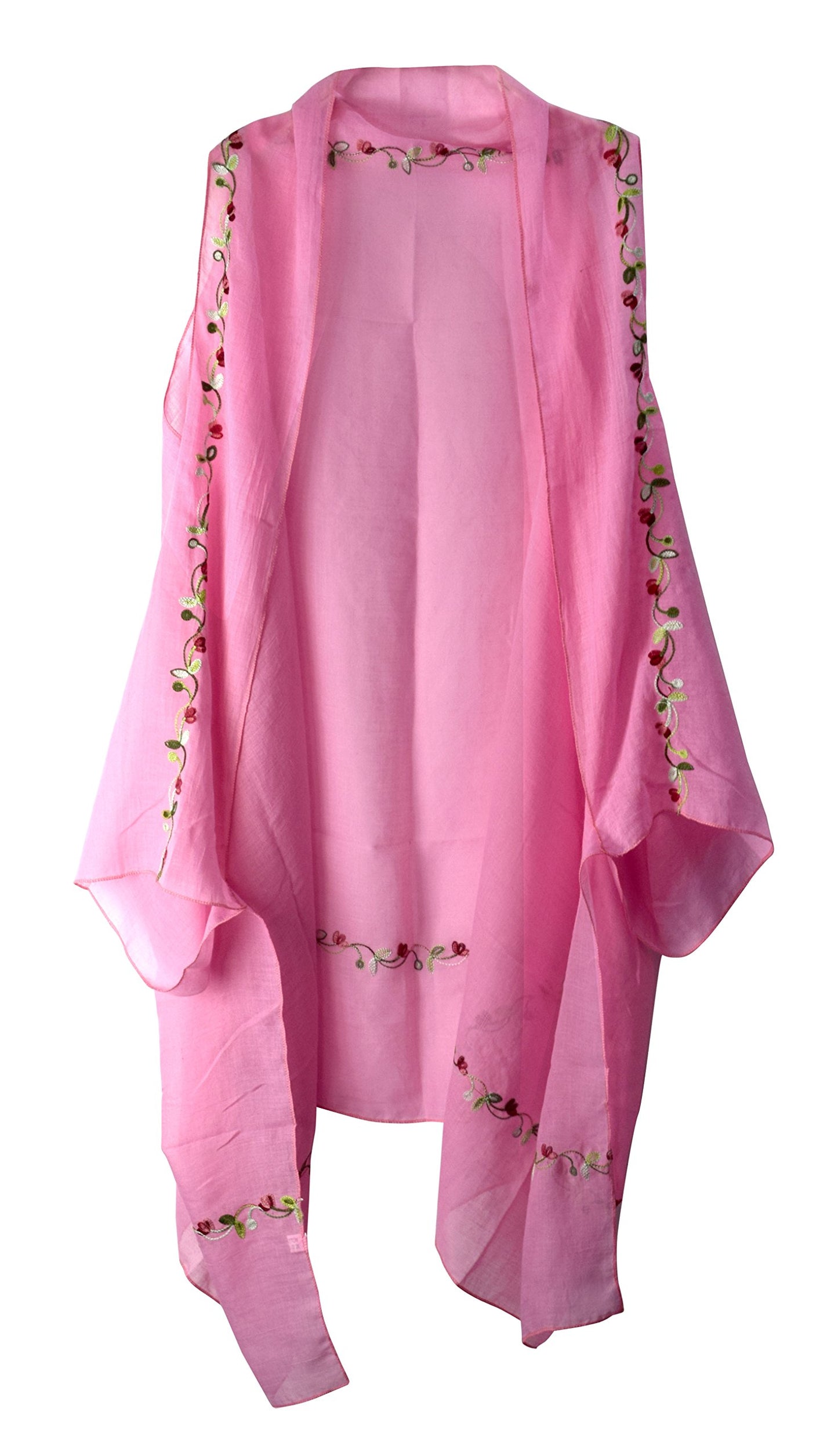 Wholesale Bulk Lot: Vintage Embroidered Floral Pink Lightweight Summer Poncho