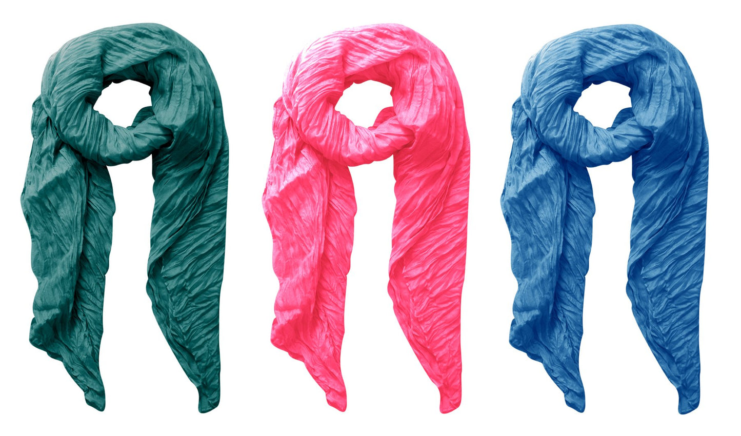 Wholesale Bulk Lot: Soft Crinkled Lightweight Cotton Scarf Shawl Wrap for Resellers (Multi-Color)