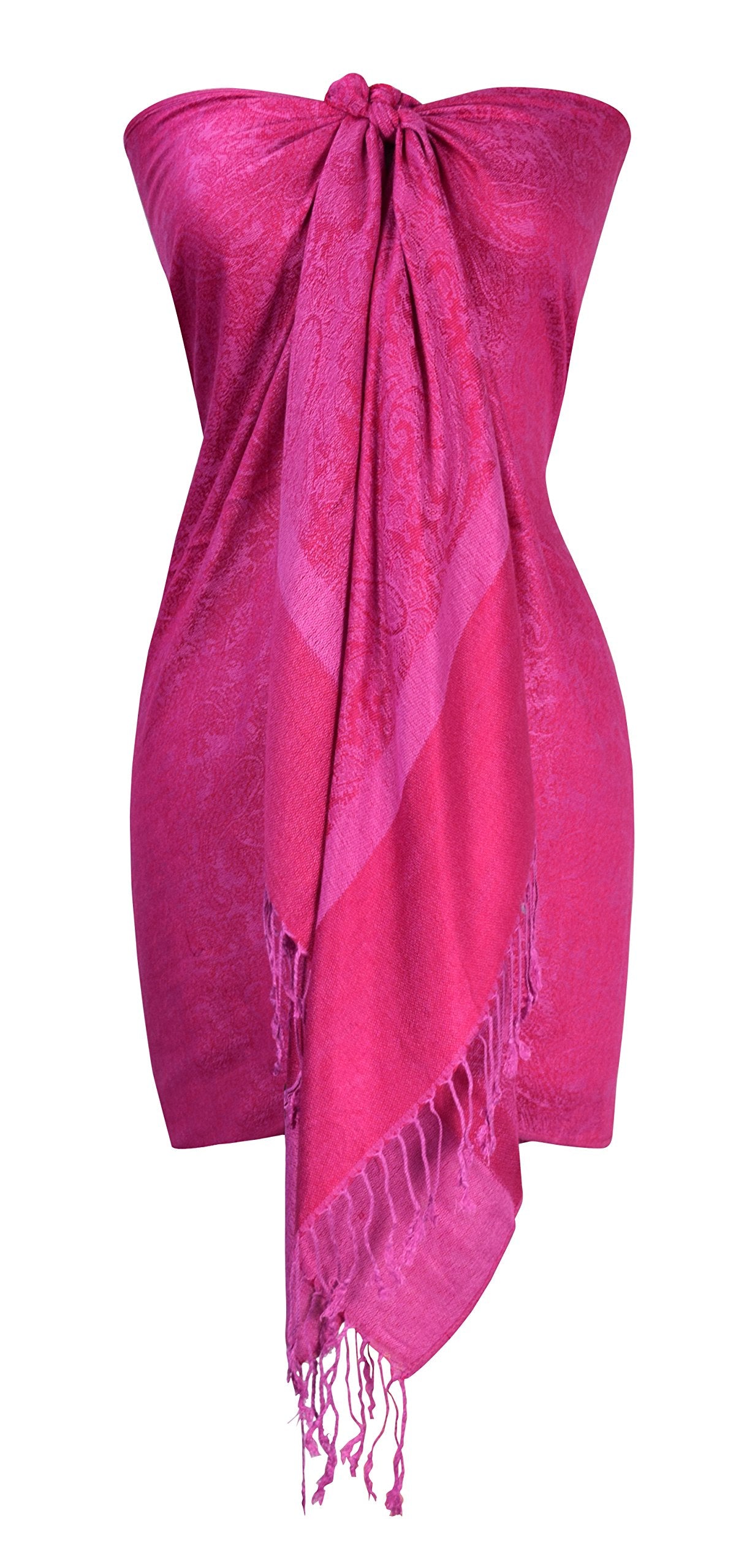 Wholesale Bulk Lot Elegant Vintage Jacquard Paisley Shawl Wrap Hot Pink Scarf for Resellers