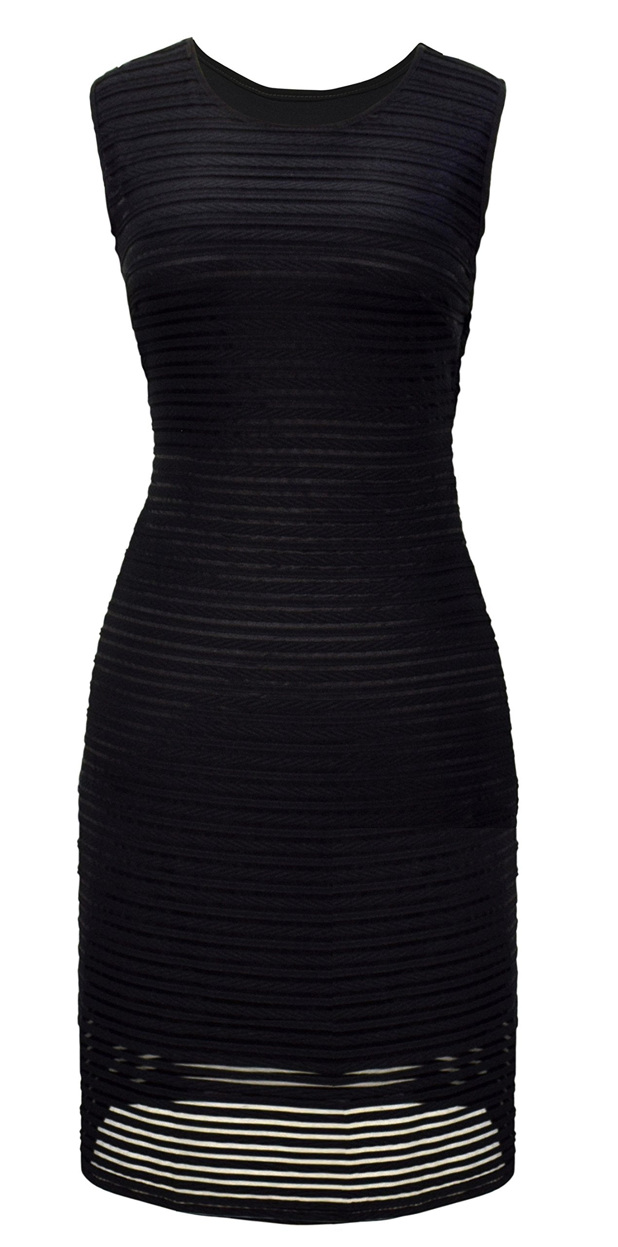 Wholesale Bulk Lot: Ribbed Bodycon Sleeveless Solid Black Knee Length Dress Size M