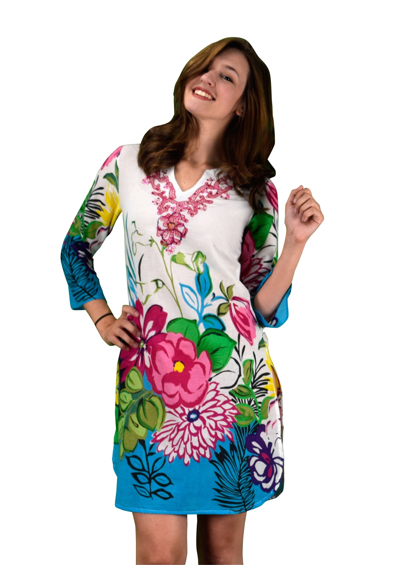 Wholesale Lot: 100% Cotton Bohemian Floral Summer Tunic Beach Cover Ups Reseller