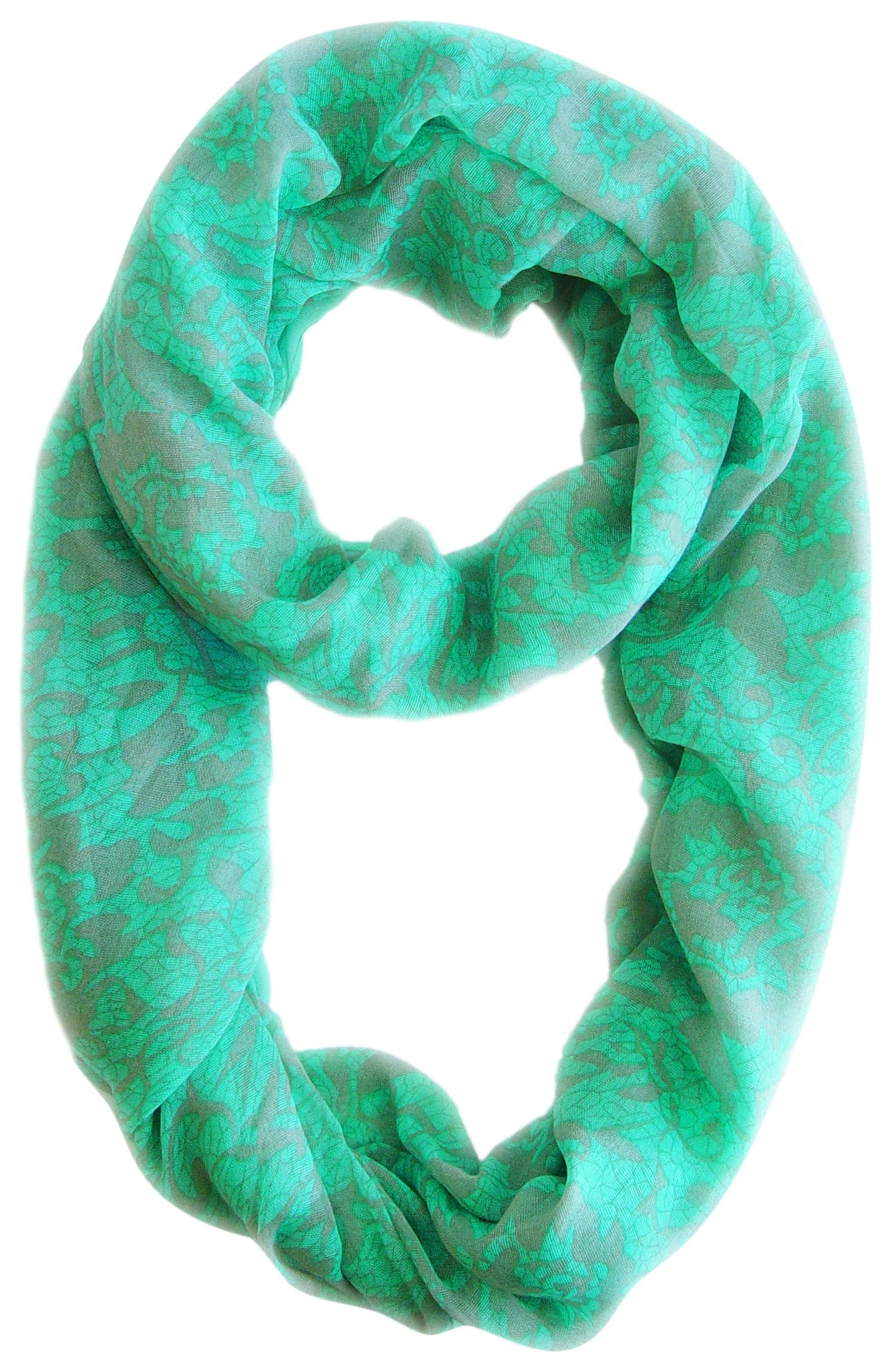 Wholesale Bulk Lot: Sea Green & Grey Tropical Hawaiian Hibiscus Flower Lace Infinity Loop Scarf