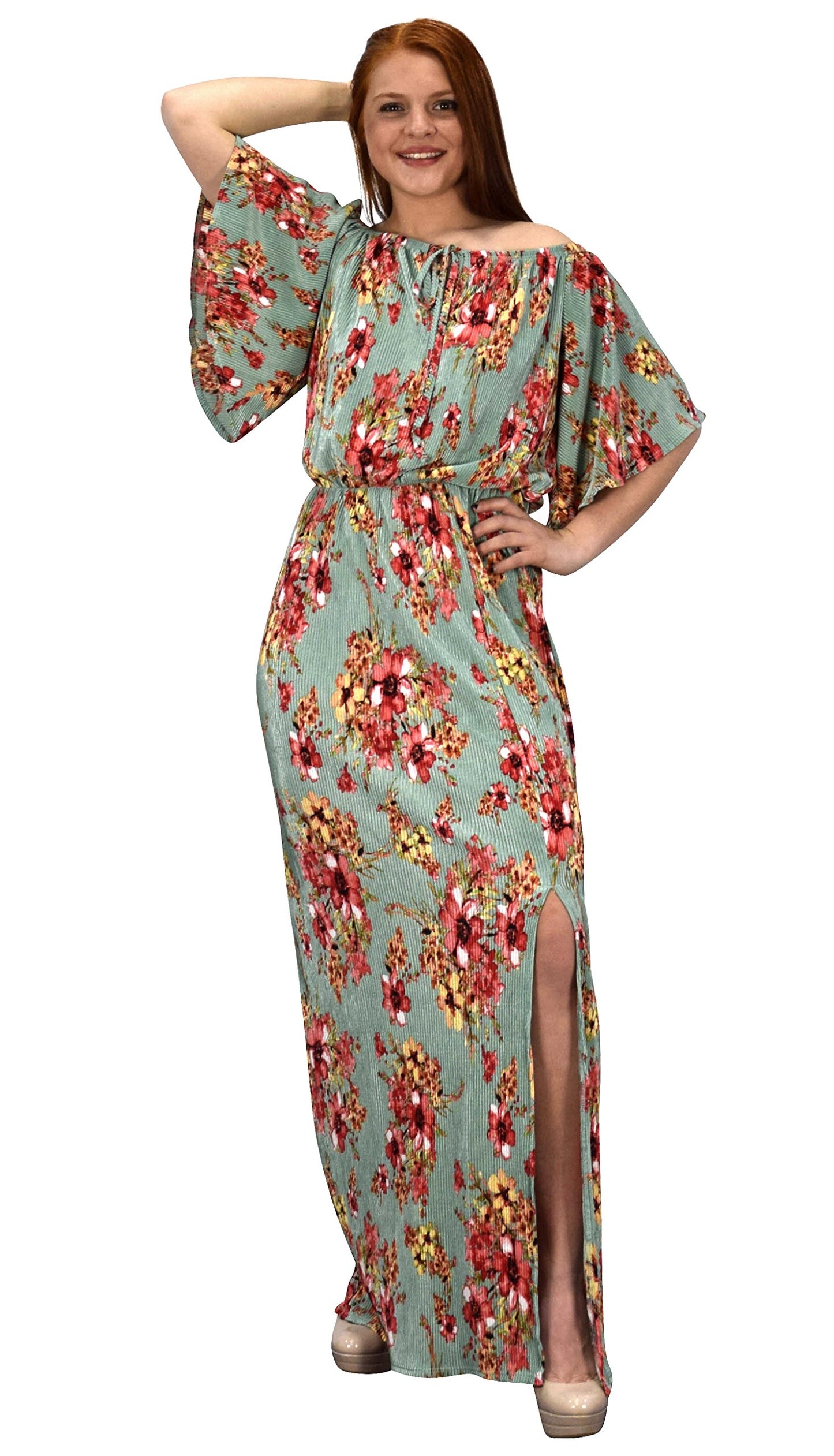 Wholesale Lot: Womens Summer Gypsy Bohemian Floral Maxi Dress Mint X-Large