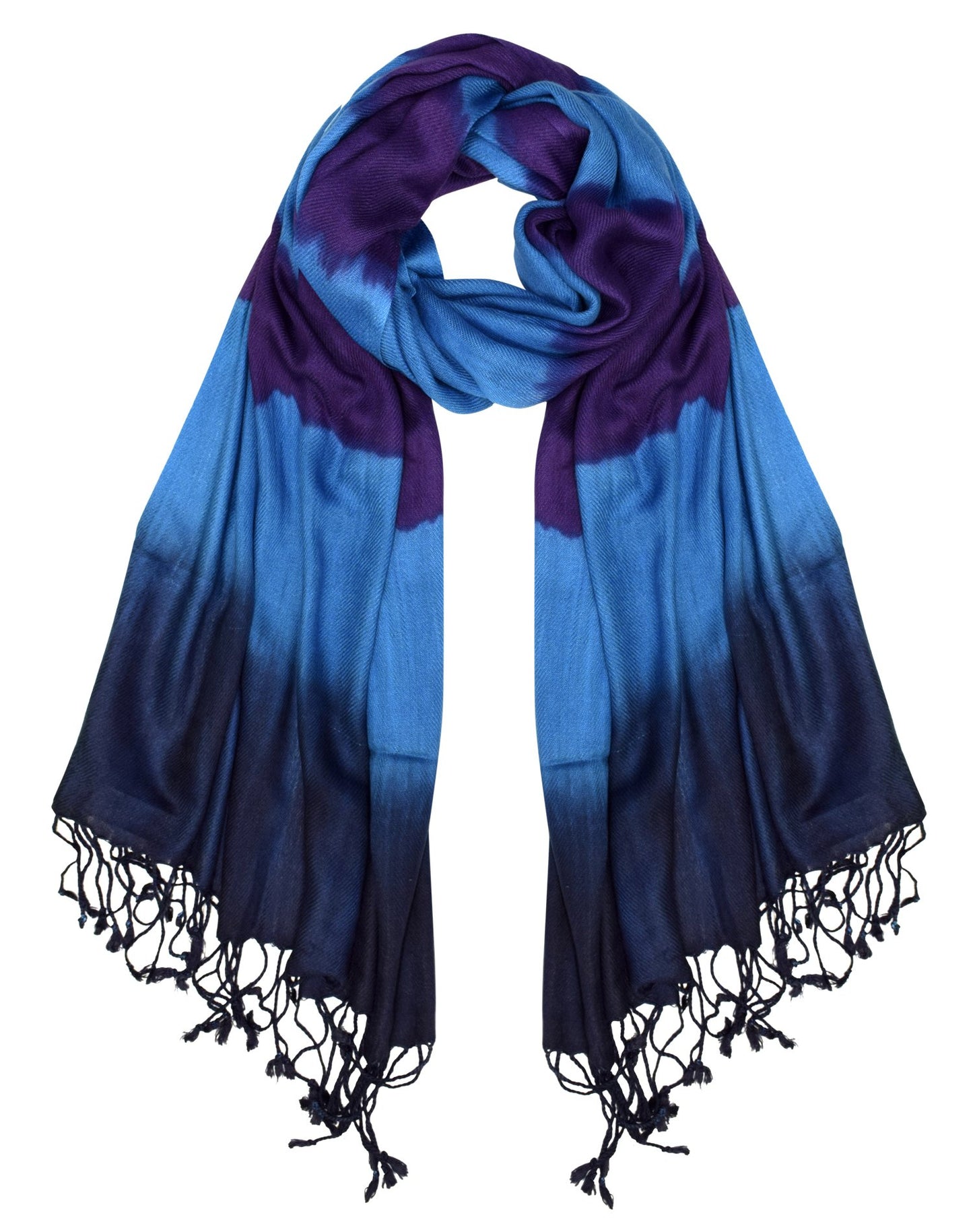 Wholesale Bulk Lot Retro Tie Dye Pashmina Shawl Scarf Colorful Reseller Pack (Black Purple Blue)