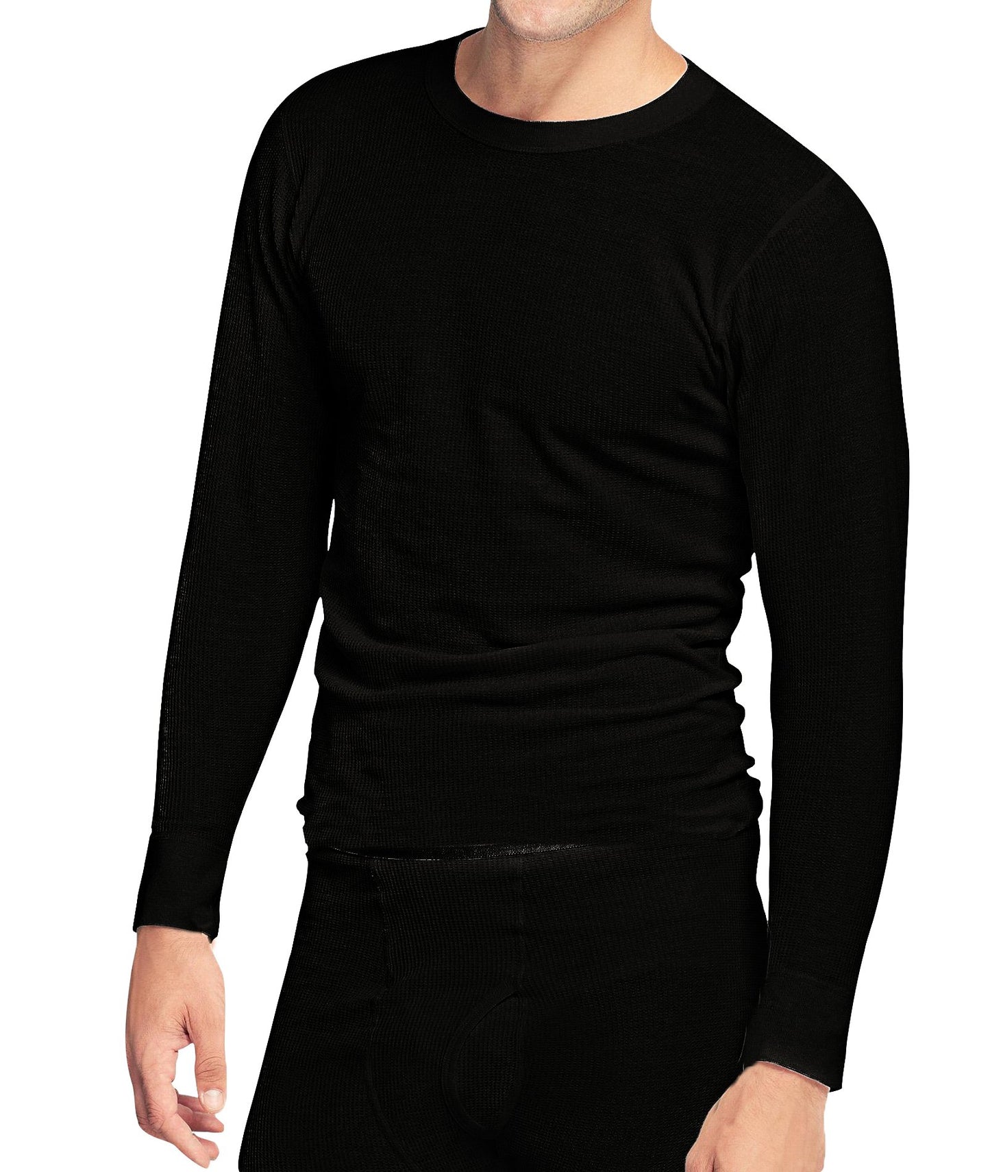 Wholesale Bulk Lot: Men's 2pc 100% Cotton Ribbed Pajama Thermal Set XL Black