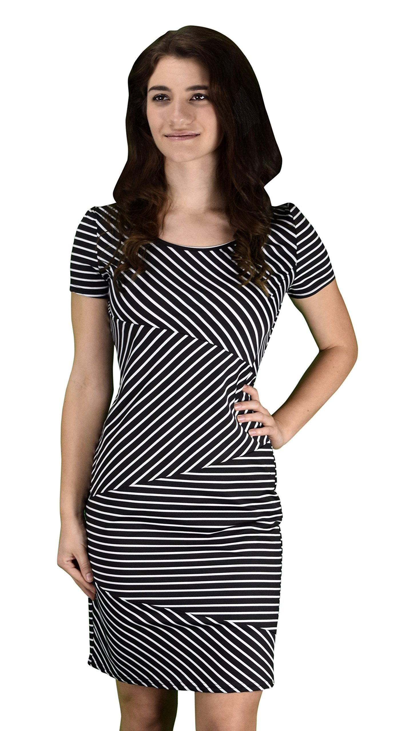 Wholesale Bulk Lot: Women’s Diagonal Striped Bodycon Party Dress Large Black