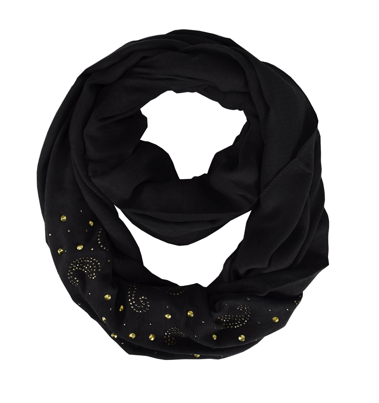 Wholesale Bulk Lot: Vintage Embellished Paisley Sequin Infinity Scarf Circle Loop Black Reseller Pack
