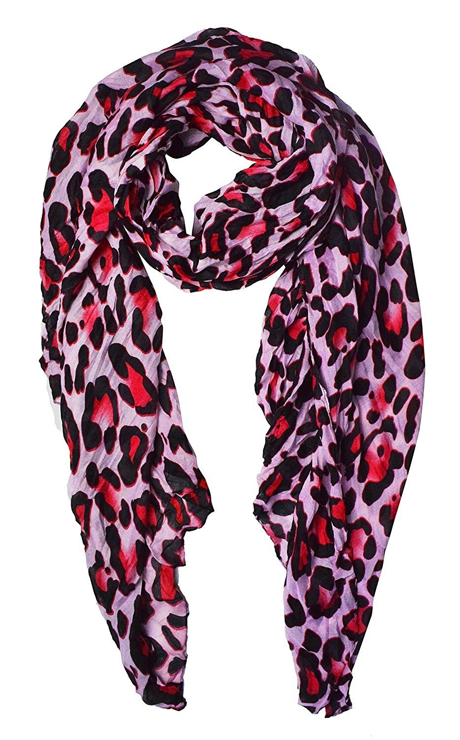 Wholesale Bulk Lot: Fuchsia Leopard Animal Print Crinkle Scarf Wrap for Resellers