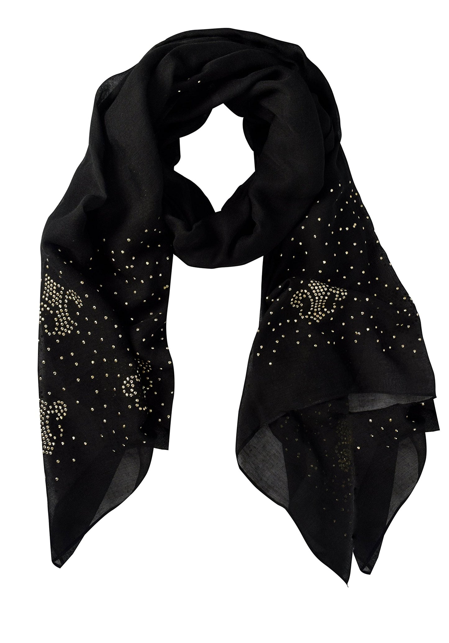 Wholesale Bulk Lot: Classic Black Glittering Sparkle Studded Scarf Shawl Wrap for Resellers